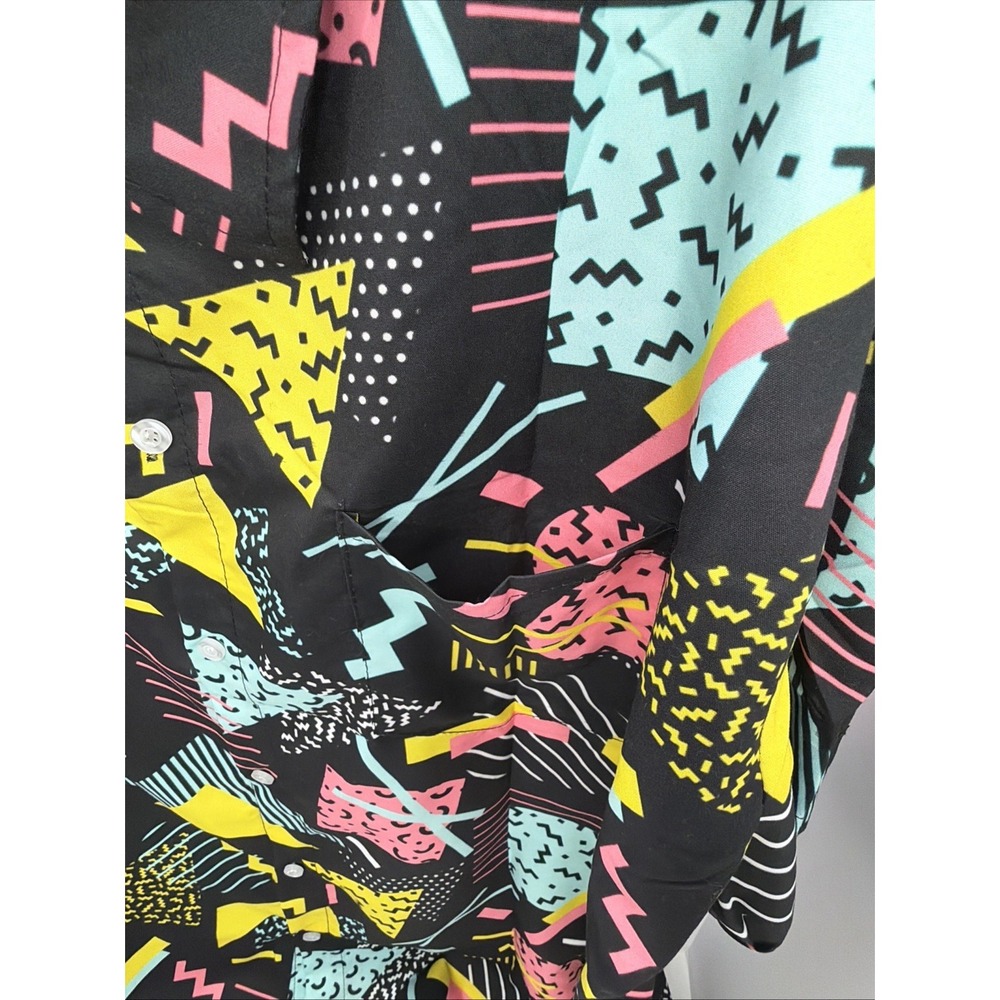 Mens Abstract Shirt Geometric Saved By The Bell Theme Size 3XL - '90s Party Look - Picture 9 of 14